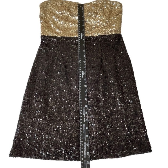 C. Luce Sequined Strapless Gold & Black Dress Size Medium - Picture 10 of 16